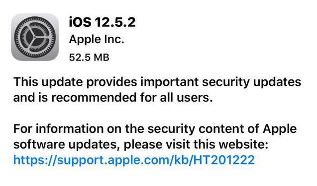 武江苹果手机维修分享iOS12.5.2发布，建议所有老苹果用户安装 